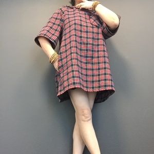 Oversized plaid tunic top